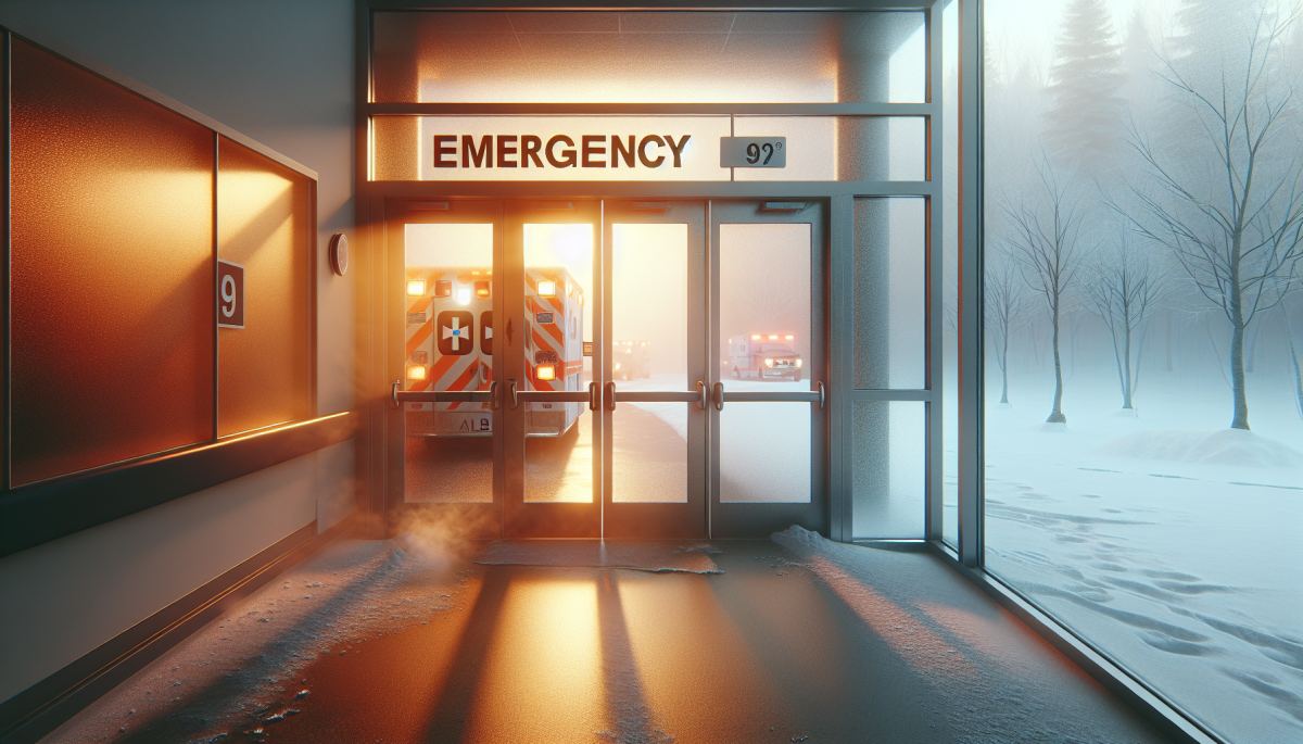A patient arrives at a hospital emergency room during a winter cold snap, when cardiac events surge seasonally.