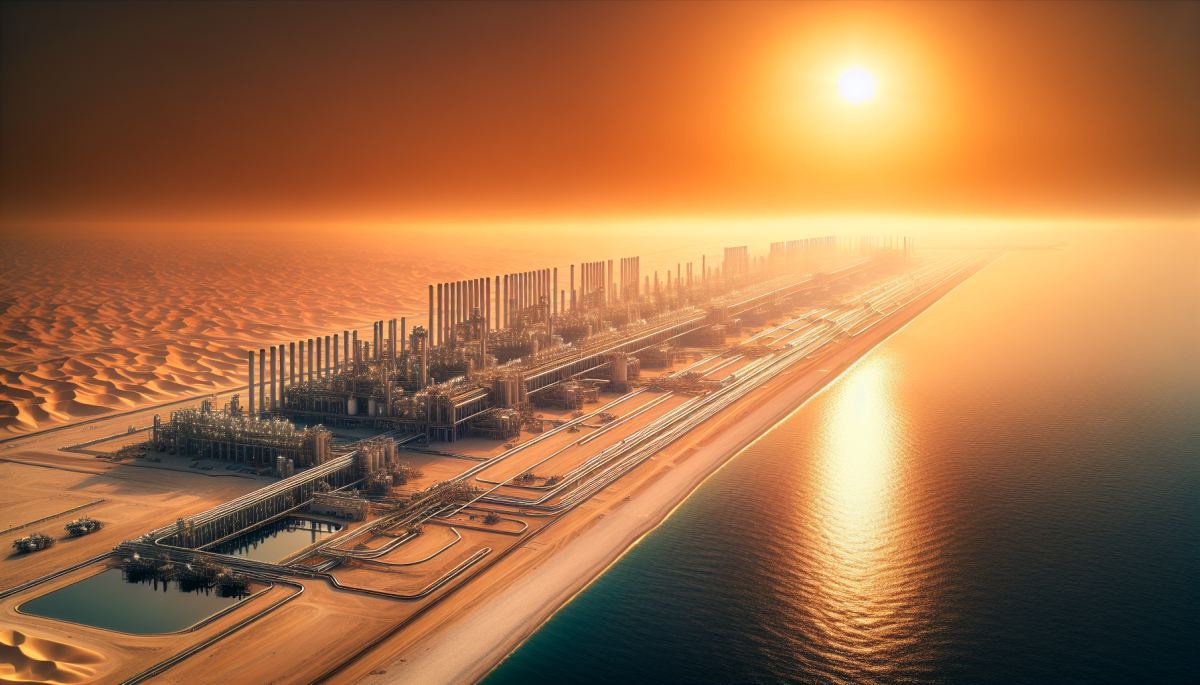 Ras Al-Khair desalination complex, Saudi Arabia — one of the world's largest, producing over 1M cubic meters daily
