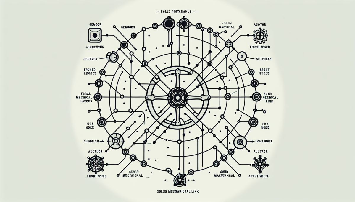 Steer-by-wire architecture: sensors and actuators replace the mechanical link between steering wheel and front wheels
