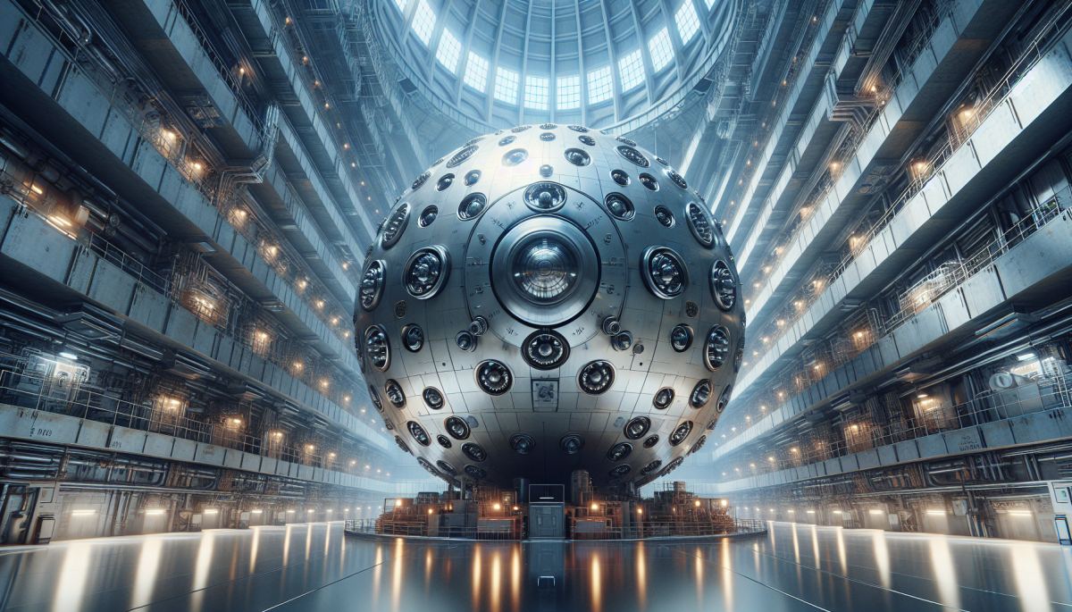 The National Ignition Facility's target chamber at Lawrence Livermore National Laboratory, where 192 laser beams converge on a fusion fuel capsule