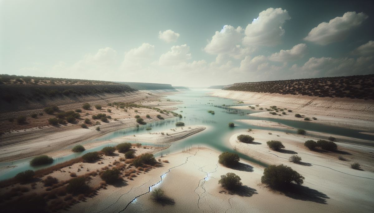 Choke Canyon Reservoir in South Texas, a primary water source for Corpus Christi, under drought stress
