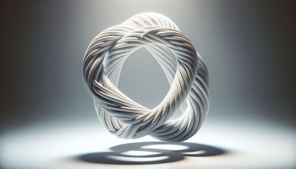 A tangled mathematical knot rendered in three dimensions, illustrating the complexity knot theorists work to classify